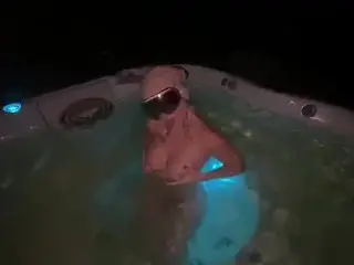 Sexy Ski Bunny Sucks Cock in Outdoor Jacuzzi