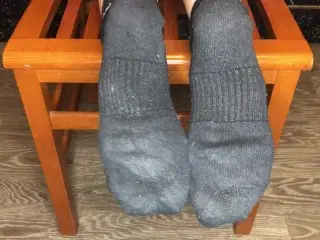 Student Girl in Black Nike Socks after Study Show Socks and Foot Fetish POV