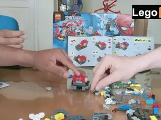 Two Men and a Girl Play Legos together (speed Build)