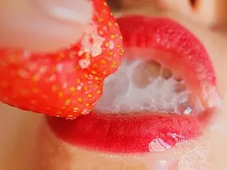 STRAWBERRIES WITH CUM-CREAM. a Delicacy Story of Food and Sperm Fetish. CIM