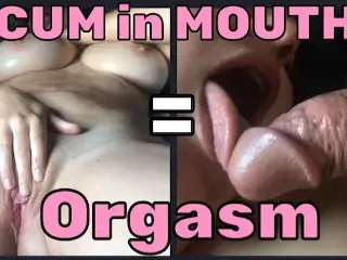 Horny MILF Masturbates and Tastes Cock; has Orgasm during Cum in Open Mouth