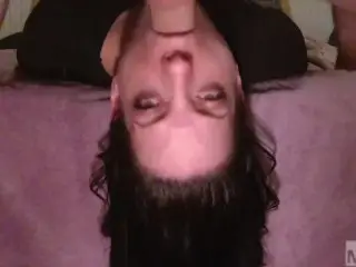 60FPS MiGia Gets Face Destroyed from Messy Mouth Fuck (close , Upside Down)