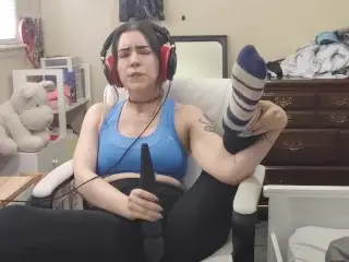 Cumming to Music with Headphones on