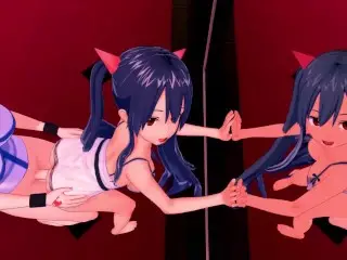 FUTA FAIRY TAIL LUCY X Wendy Marvell (3D HENTAI)