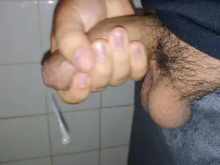 Horny Virgin Latino cant help but Cum after taking a Piss