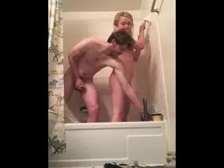 Teenage Girl Takes Daddy Dick in the Shower, Hard Backshots , makes her Moan Loud