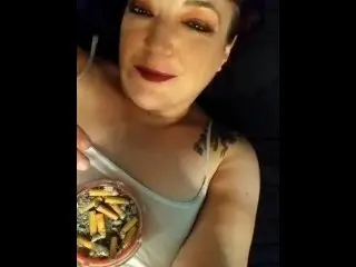 Pierced Kitty is Sexy Chain Smoking with Wine