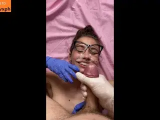 My Classmate in the Medical Gloves Gets a Big Facial Cumshot