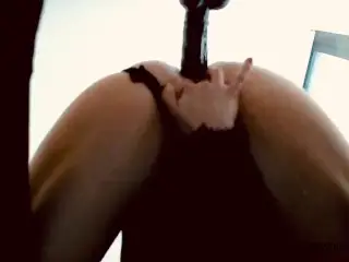 POV Destroying my Tight little Asshole with 8 Inch Black Dildo.