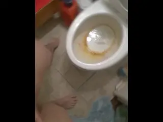 Dirty Talking Camgirl Slut TRIES to Pee into Toliet Standing up & FAILS! Pissy Mess Bathroom Floor!!