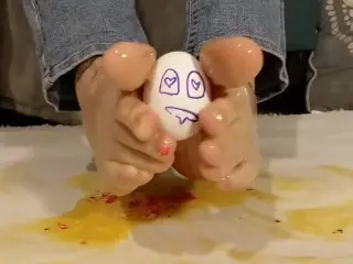 Bare Foot Messy Egg Slosh and Stomp ASMR by Evelyn Storm