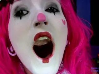 Clown Girl Belches in your Face while Showing you the inside of her Mouth