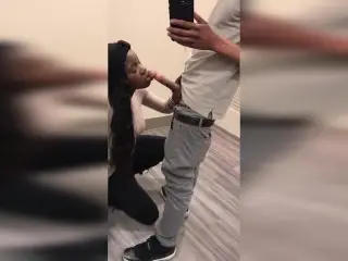 Risky Blowjob in Mall Dressing Room (GOT CAUGHT)