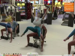 The Sims 4:6 People Gym Weightlifting Machine Training Sex