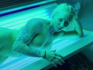 Hot Muscle Slut Masturbates while Tanning get Cumshot Facial POV