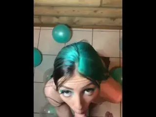 Horny Blue Haired E-Girl gives me Head on her Birthday