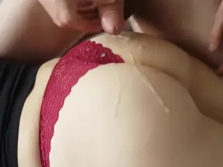 Rubbing my Dick , Cum on Ass in Panties