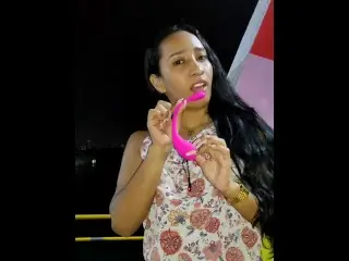 Sexy Latina Paying with Sex Toy in Public!