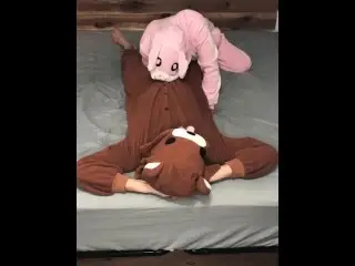 Bunny Onesie Dry Humps and Sucks Bears Dick