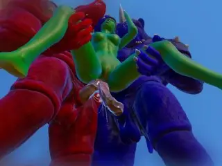 Furry Monsters and Alien Double Anal Squirting Orgasm