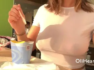 Girl Flashing Boobs at Mcdonalds