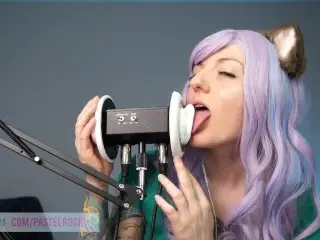 SFW ASMR - Amateur Neko Licks your Ears like a Pro - PASTEL ROSIE Ear Eating Kitty Twitch Streamer