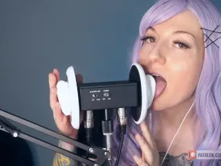 SFW ASMR - Ear Eating, Nibbling, Tingly Trigger Sounds - PASTEL ROSIE Safe for Work 3Dio Mic Licking