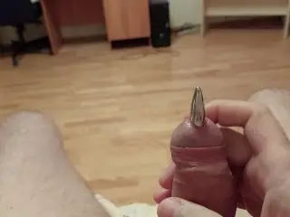 Small Penis Plug is Fully inside Pushed by the other Cock Sounding Rod