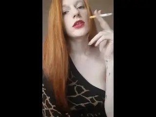 Smoking, Redhead, Red Lipstick