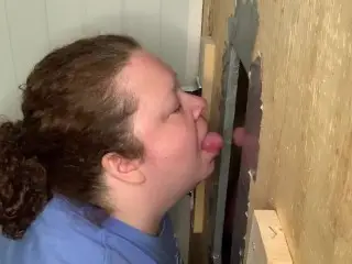 BBW Slutwife Blows Friend at In-home Glory Hole