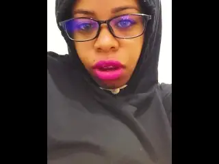 Ebony Latina in Black Hoodie and Pink Lips Waits for your Hot Sperm in her little Mouth