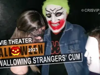 Cristina Almeida Swallows Stranger’s Cum in the Movie Theater. Halloween 2021 | Subtitles in English