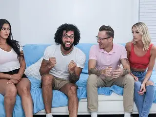 Sis Swap - Marvelous Teen Girlfriends Swap their Nerdy looking Stepbros and Swallow their Cum