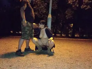 A Submisive Slut Takes a Piss in her Mouth in a Public Park