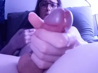 Jerking my Girl Cock before Bed - hadn't Cum for 4 Days!