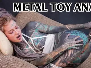 TATTOO Girl Masturbating with BIG STEEL TOY, ANAL Gapes, Prolapse, Alternative, Goth, Teen