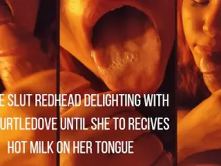 Little Slut Redhead Delighting with the Turtledove until she to Recives Hot Milk on her Tongue.