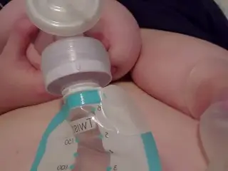 Filling up Bags of MILK after Pumping BBW TITTIES