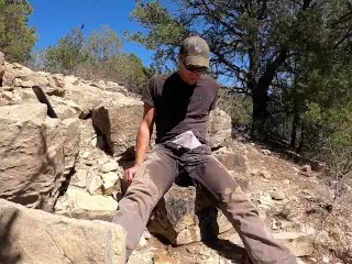 Pissing Grey Pants and White Briefs in the Mountains