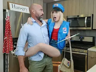 Exxxtra Small - Tiny Blonde Delivery Girl Takes off her Uniform and Takes Care for Huge Package