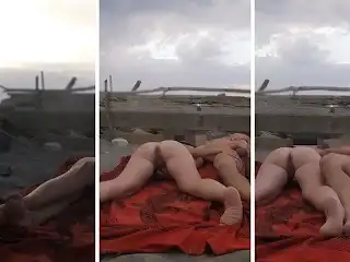 Strangers Caught us Masturbating on Nudist Beach in Maspalomas Dunes Canary with Cumshot Part 2