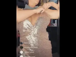 INSTAGRAM SLUT EXPOSES PUSSY AND BOOBS DURING DRESS TRY ON HAUL LIVE (Portrait for Phone)