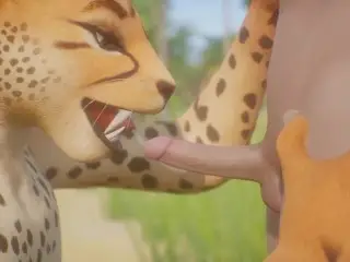 Leopard Furry Girl Fucks Skinny Guy