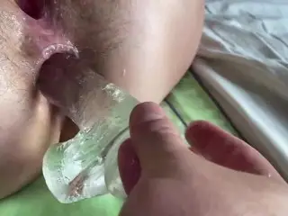 💦💦FUCKING THE HAIRY ANAL HOLE🤯 STRETCHING THE ANUS BY STICKING a COCK & DILDO AT THE SAME TIME.💦