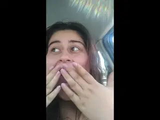 Chubby Latina Plays with her Nipples in a Public Parking Lot