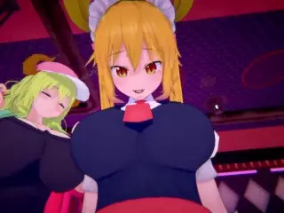 Maid Kobayashi - Futas Tohru and Lucoa | Male Taker POV