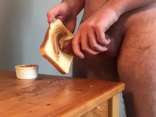 Guy Cum on a Peanut Butter Sandwitch for his Girlfriend - Cum Fetish