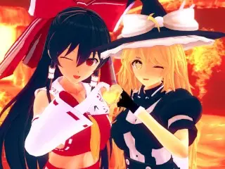 TOUHOU HENTAI REIMU HAKUREI AND MARISA KIRISAME COMPILATION