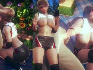 [hentai Game Honey Select 2 Libido] the Volleyball Club's Blonde Short-haired Busty Gal Rubs her Bre