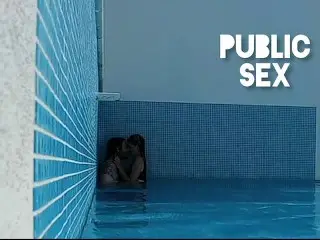 SNEAKY POOL FUCK * Real Public Sex